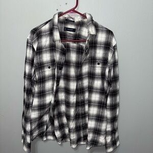 Lucky Brand Black and White Plaid Casual Button Down Shirt